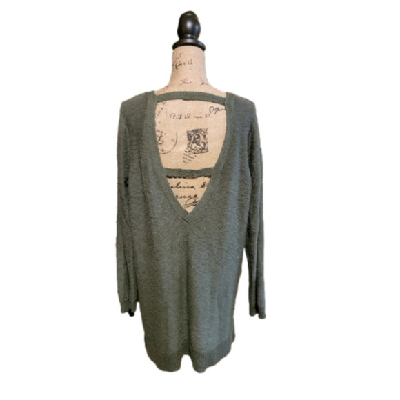 Torrid Olive Green V Neck Sweater with V Back Detail. Torrid Size 2. Never worn. - Picture 2 of 3
